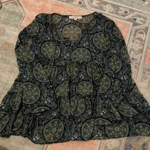 Loft green and navy tiered top